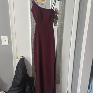 burgundy gown